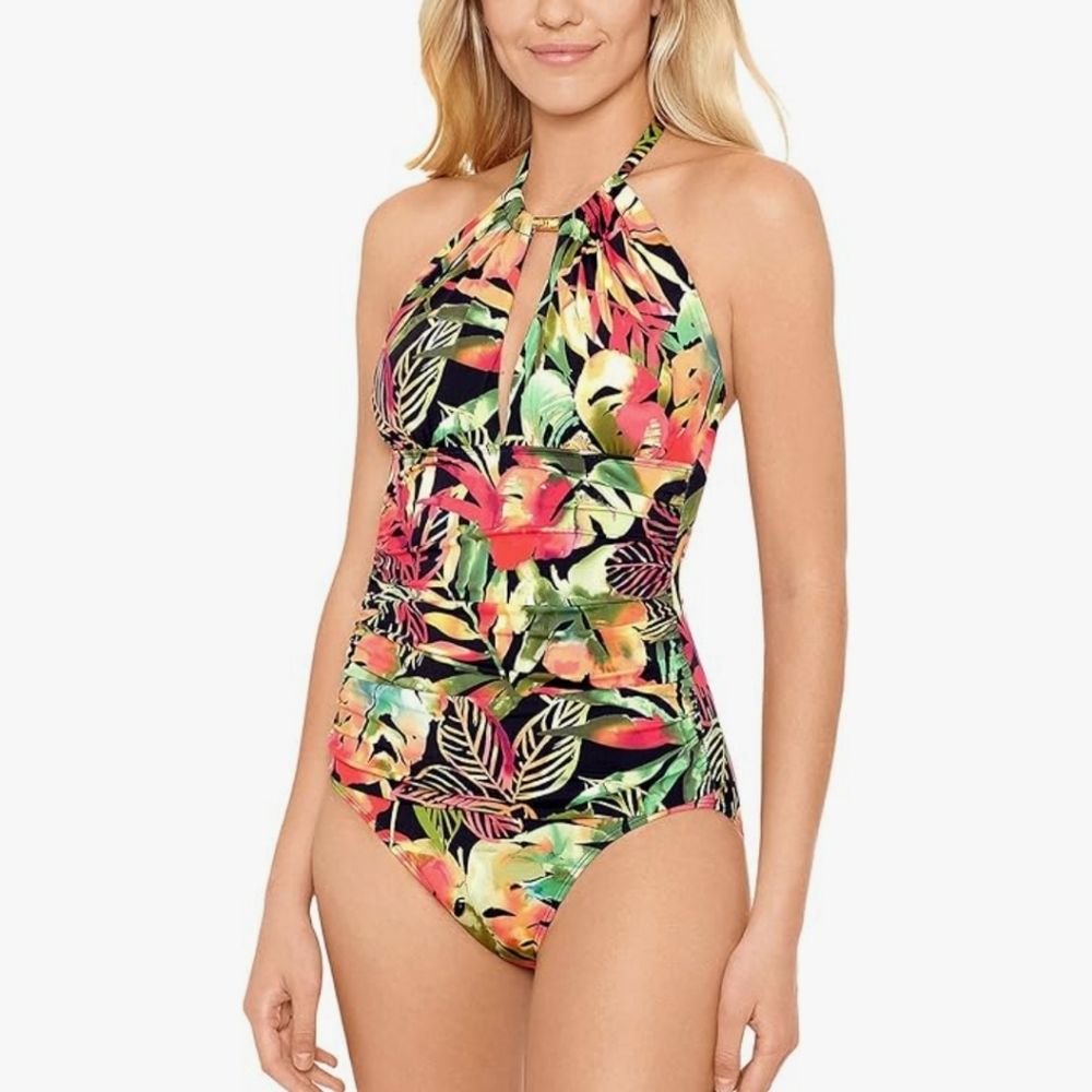Lauren Ralph Lauren Midnight Tropical One Piece Swim Suit (Measured As 6 M)